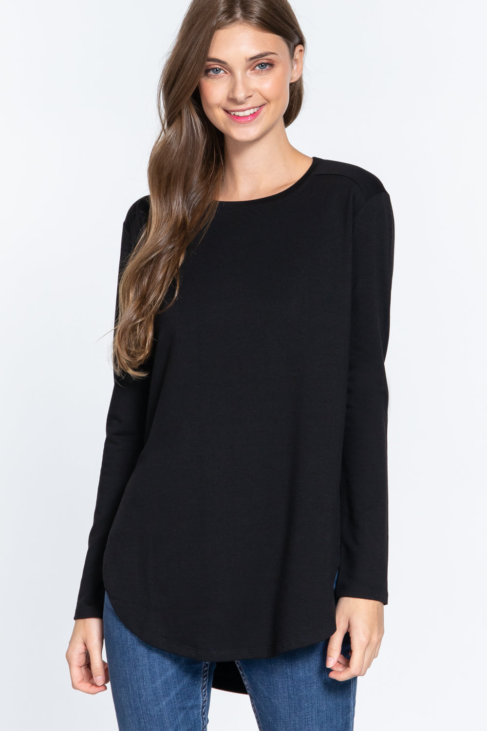 Long Slv Side Slit French Terry Tunic