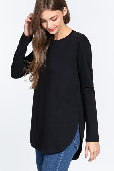 Long Slv Side Slit French Terry Tunic