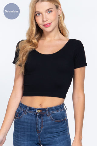 Cross Back Rib Seamless Crop Top