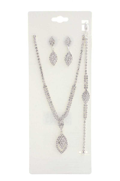 Marquise Rhinestone Bracelet Necklace Set