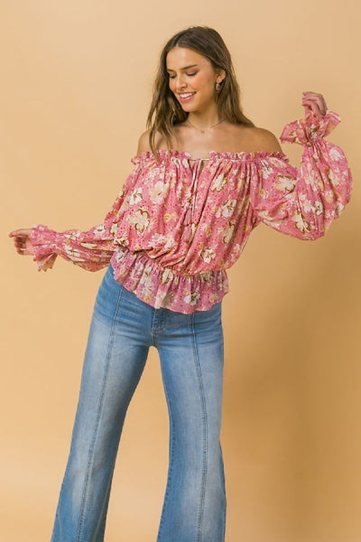 Off Shoulder Neckline Printed Top