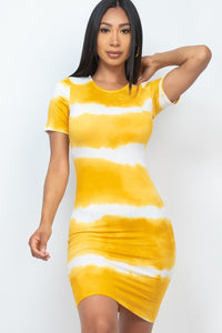 Stripe Tie-dye Printed Midi Dress