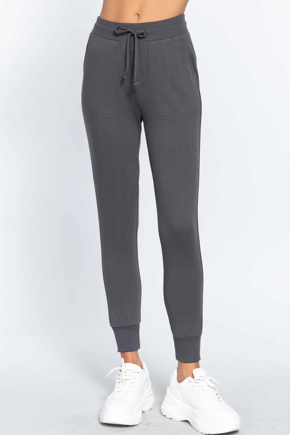 Waist Band Long Sweatpants With Pockets