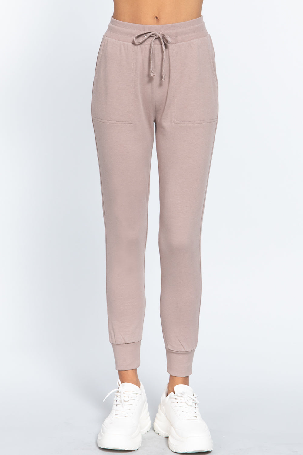 Waist Band Long Sweatpants With Pockets